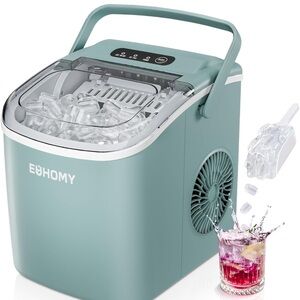 EUHOMY Countertop Ice Maker Machine with Handle, 26lbs in 24Hrs, 9 Cubes...